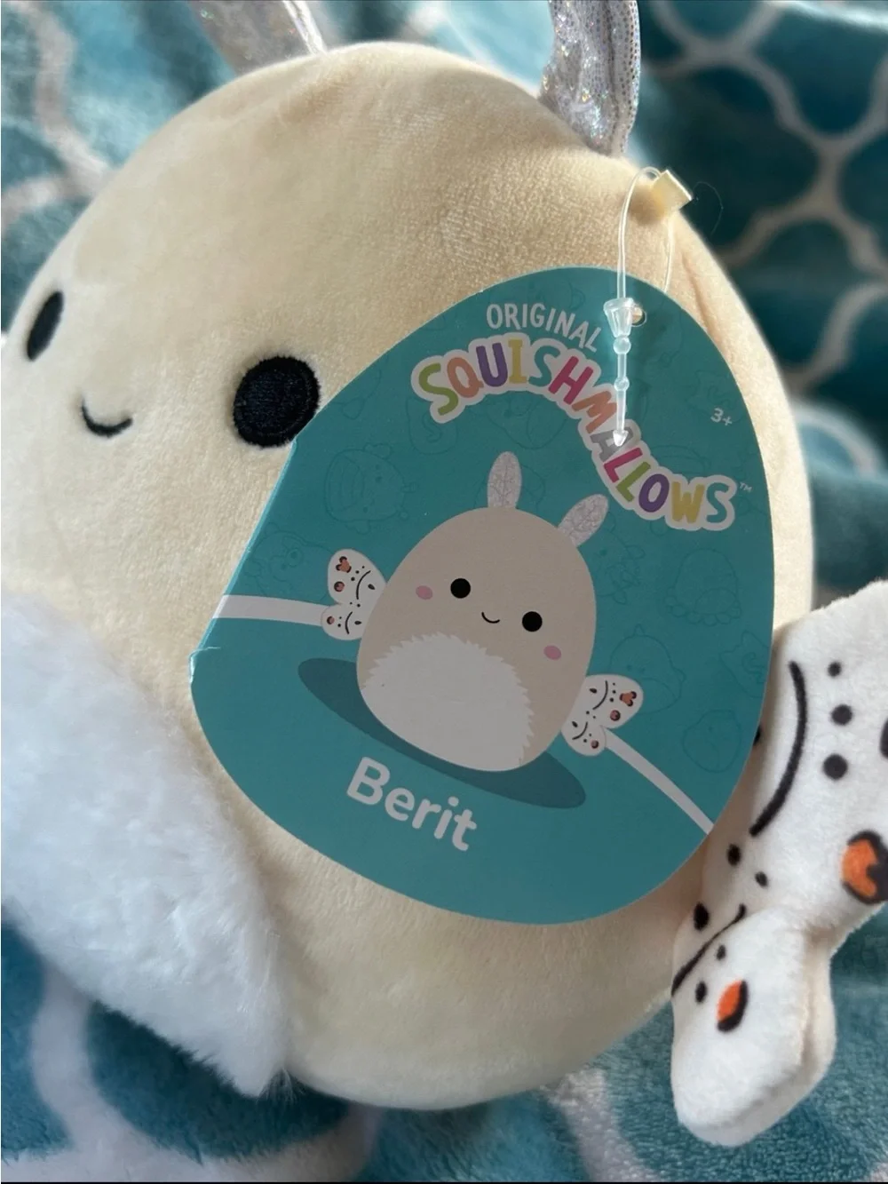 Berit Squishmallows Moth Plush with Silver Ears and Pink Cheeks